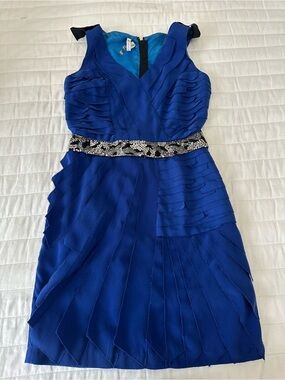 Sachin + Babi Cobalt Blue Beaded-Waist Midi Dress